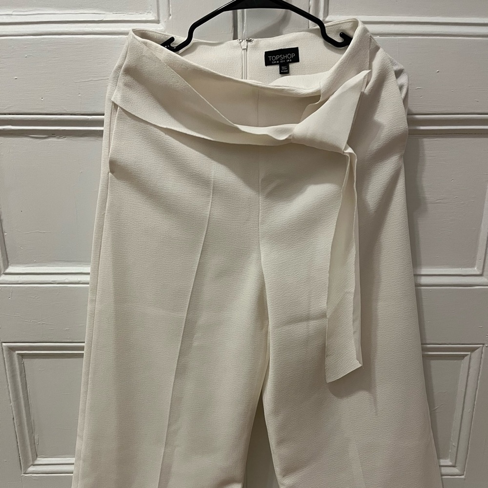 Topshop white wide leg crop trousers